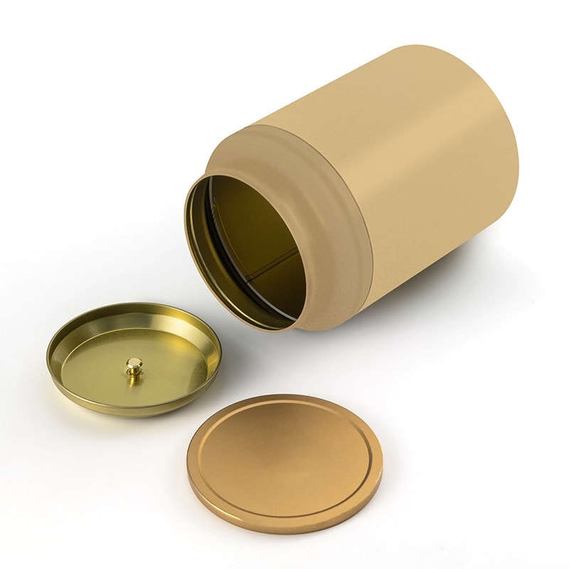 Custom round luxury decorative tin cans airtight lid matte finish,